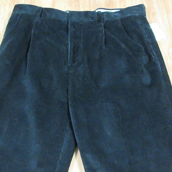 NAUTICA Classic Fit Pleated Front Corduroy Pants Mens Size 40x38 TALL Black NWT - Picture 2 of 11